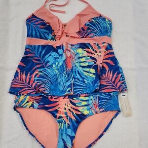 Peyton & Parker Womens Tropical Tankini Swim Set Size 1X New